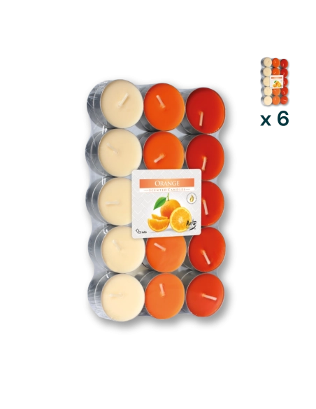 Tealights profumate arancia - PACCO RISPARMIO 6 CONFEZIONI (30 pezzi a confezione)