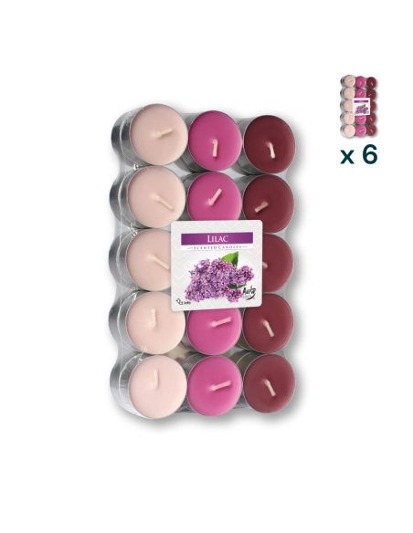 Tealights profumate lillà - PACCO RISPARMIO 6 CONFEZIONI (30 pezzi a confezione)