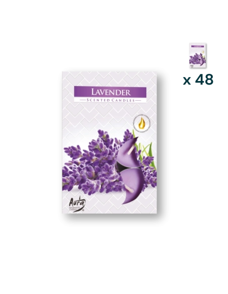 Tealights profumate lavanda - PACCO RISPARMIO 48 CONFEZIONI (6 pezzi a confezione)