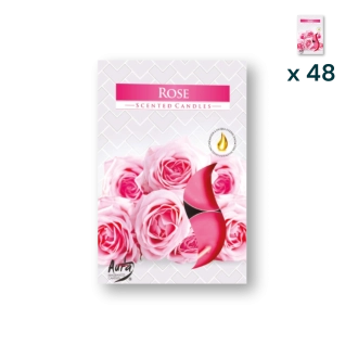 Tealights profumate rosa - PACCO RISPARMIO 48 CONFEZIONI (6 pezzi a confezione)