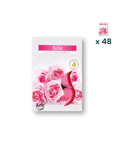 Tealights profumate rosa - PACCO RISPARMIO 48 CONFEZIONI (6 pezzi a confezione)