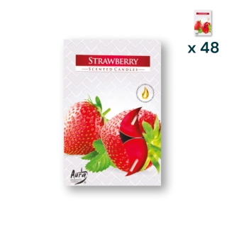 Tealights profumate fragola - PACCO RISPARMIO 48 CONFEZIONI (6 pezzi a confezione)