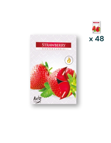 Tealights profumate fragola - PACCO RISPARMIO 48 CONFEZIONI (6 pezzi a confezione)