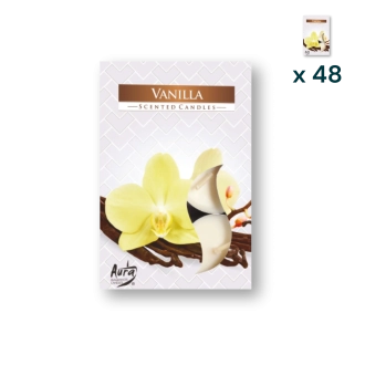 Tealights profumate vaniglia - PACCO RISPARMIO 48 CONFEZIONI (6 pezzi a confezione)