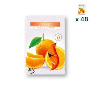 Tealights profumate arancio - PACCO RISPARMIO 48 CONFEZIONI (6 pezzi a confezione)