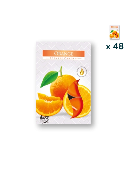 Tealights profumate arancio - PACCO RISPARMIO 48 CONFEZIONI (6 pezzi a confezione)