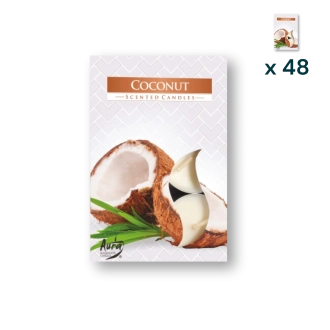 Tealights profumate cocco - PACCO RISPARMIO 48 CONFEZIONI (6 pezzi a confezione)