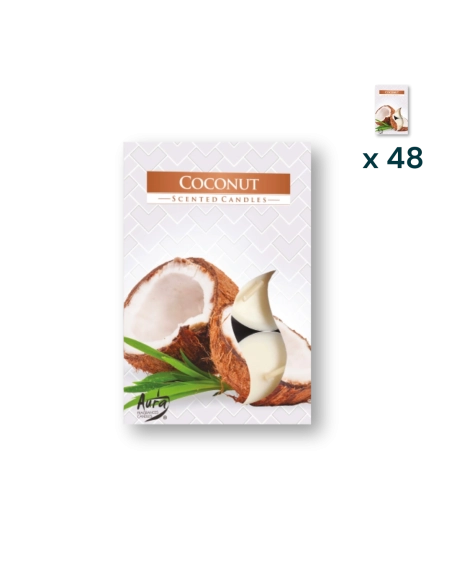 Tealights profumate cocco - PACCO RISPARMIO 48 CONFEZIONI (6 pezzi a confezione)