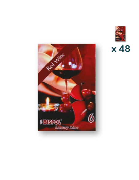 Tealights profumate vino rosso - PACCO RISPARMIO 48 CONFEZIONI (6 pezzi a confezione)