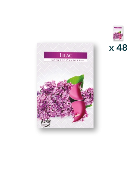 Tealights profumate lillà - PACCO RISPARMIO 48 CONFEZIONI (6 pezzi a confezione)