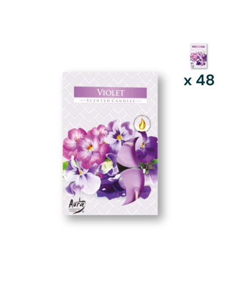 Tealights profumate violetta - PACCO RISPARMIO 48 CONFEZIONI (6 pezzi a confezione)