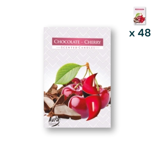 Tealights profumate cioccolato e ciliegia - PACCO RISPARMIO 48 CONFEZIONI (6 pezzi a confezione)