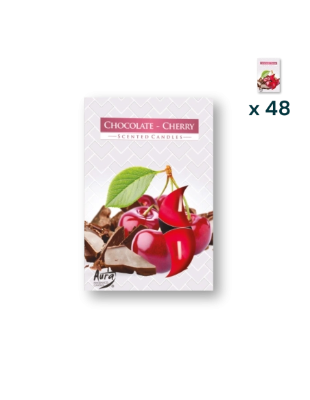 Tealights profumate cioccolato e ciliegia - PACCO RISPARMIO 48 CONFEZIONI (6 pezzi a confezione)