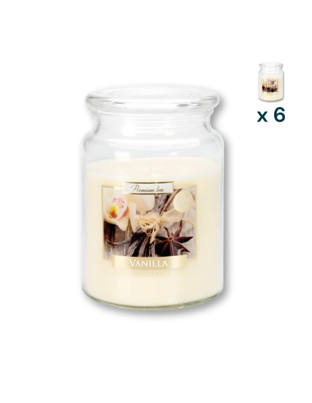 Candela profumata grande con coperchio alla vaniglia - CONF. RISPARMIO 6 PEZZI