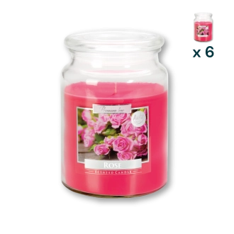 Candela profumata grande con coperchio alla rosa - CONF. RISPARMIO 6 PEZZI