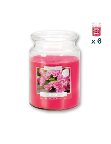 Candela profumata grande con coperchio alla rosa - CONF. RISPARMIO 6 PEZZI