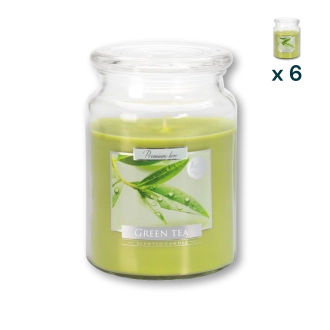 Candela profumata grande con coperchio al tè verde - CONF. RISPARMIO 6 PEZZI
