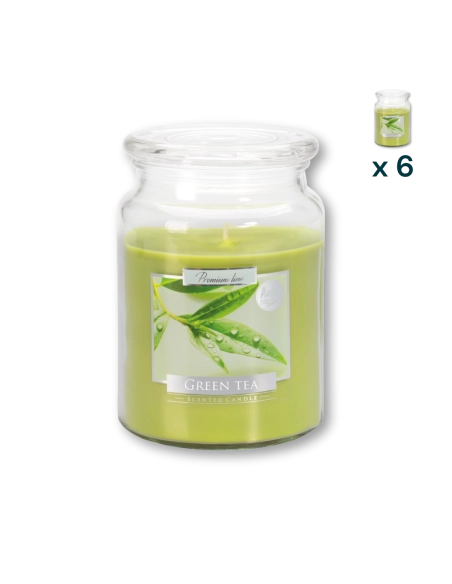 Candela profumata grande con coperchio al tè verde - CONF. RISPARMIO 6 PEZZI