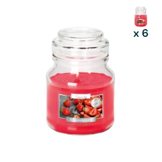 Candela profumata con coperchio alla fragola - CONF. RISPARMIO 6 PEZZI