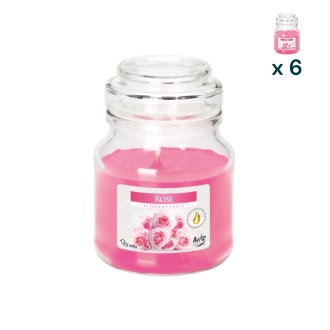 Candela profumata con coperchio alla rosa - CONF. RISPARMIO 6 PEZZI
