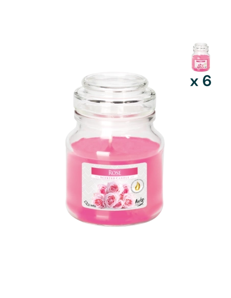 Candela profumata con coperchio alla rosa - CONF. RISPARMIO 6 PEZZI