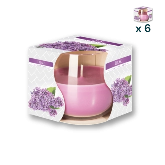 Candela in vetro profumata al lillà - CONF. RISPARMIO 6 PEZZI