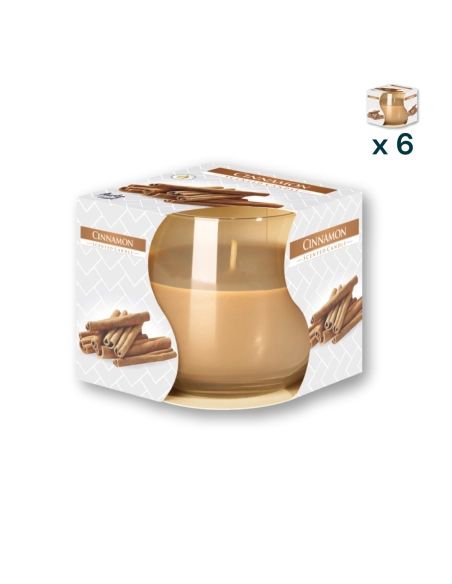 Candela in vetro profumata alla cannella - CONF. RISPARMIO 6 PEZZI