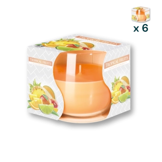 Candela in vetro profumata alla frutti tropicali - CONF. RISPARMIO 6 PEZZI