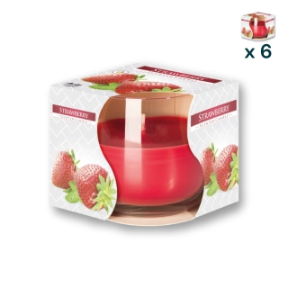 Candela in vetro profumata alla fragola - CONF. RISPARMIO 6 PEZZI