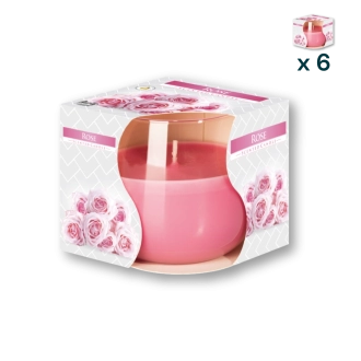 Candela in vetro profumata alla rosa - CONF. RISPARMIO 6 PEZZI