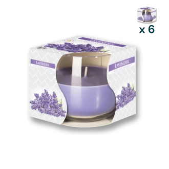 Candela in vetro profumata alla lavanda - CONF. RISPARMIO 6 PEZZI