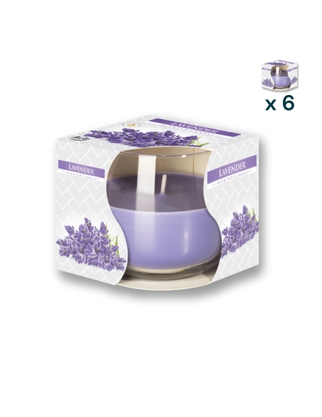 Candela in vetro profumata alla lavanda - CONF. RISPARMIO 6 PEZZI