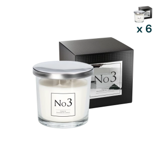Candela profumata in vetro 2 fuochi N°3 - CONF. RISPARMIO 6 PEZZI