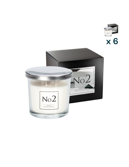 Candela profumata in vetro 2 fuochi N°2 - CONF. RISPARMIO 6 PEZZI