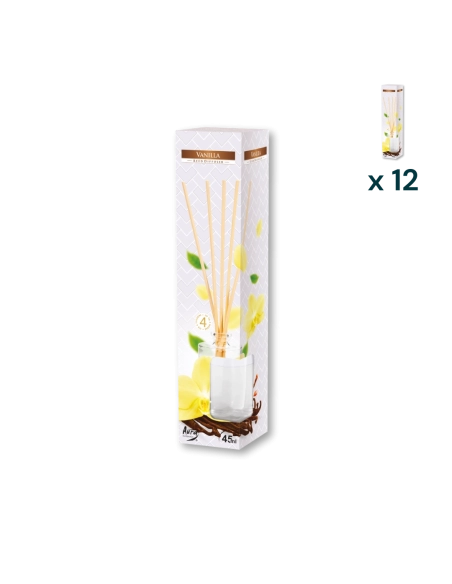 Diffusore di profumo con bastoncini vaniglia - CONF. RISPARMIO 12 PZ