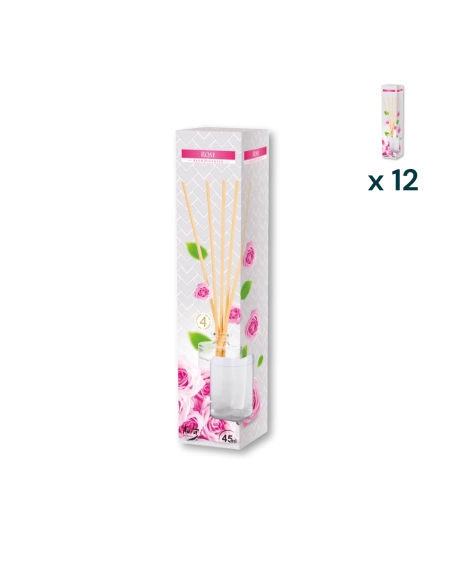 Diffusore di profumo con bastoncini rosa - CONF. RISPARMIO 12 PZ