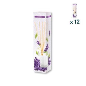 Diffusore di profumo con bastoncini lavanda - CONF. RISPARMIO 12 PZ