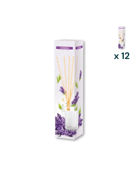 Diffusore di profumo con bastoncini lavanda - CONF. RISPARMIO 12 PZ