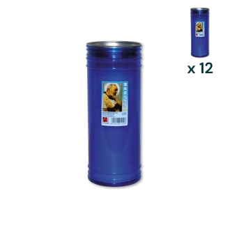 Lumino votivo blu Padre Pio T.80 K - CONF. RISPARMIO 12 PZ