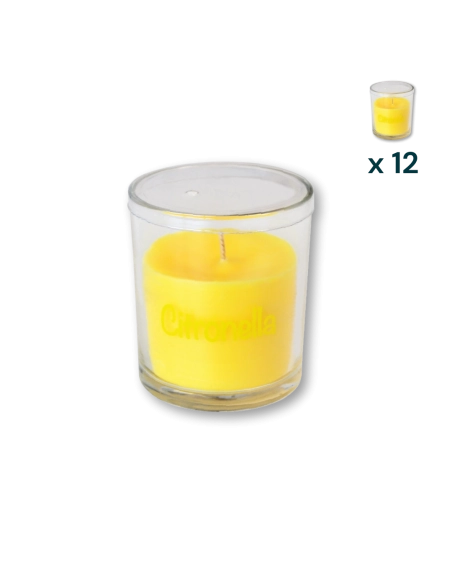 Candela in vetro da interno citronella - CONF. RISPARMIO 12 PZ