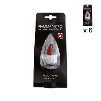 Lumino elettrico fiamma 365 gg luce rossa intermittente - CONF. RISPARMIO 6 PZ