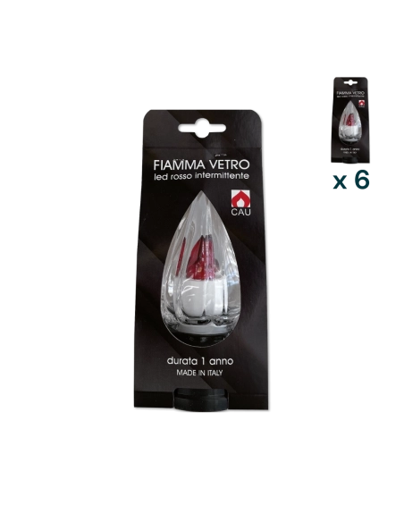 Lumino elettrico fiamma 365 gg luce rossa intermittente - CONF. RISPARMIO 6 PZ