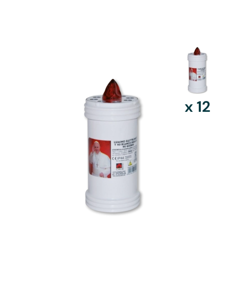 Lumino elettrico 90 gg bianco Papa Francesco T.40 - CONF. RISPARMIO 12 PZ