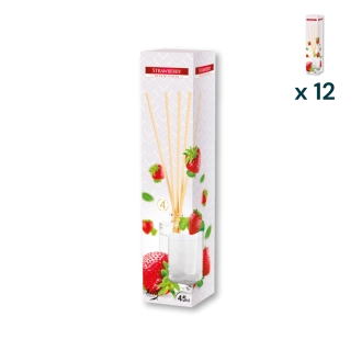 Diffusore di profumo con bastoncini fragola - CONF. RISPARMIO 12 PZ