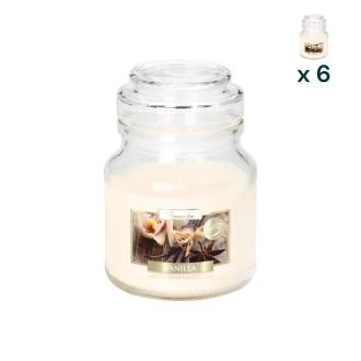 Candela profumata con coperchio alla vaniglia - CONF. RISPARMIO 6 PEZZI