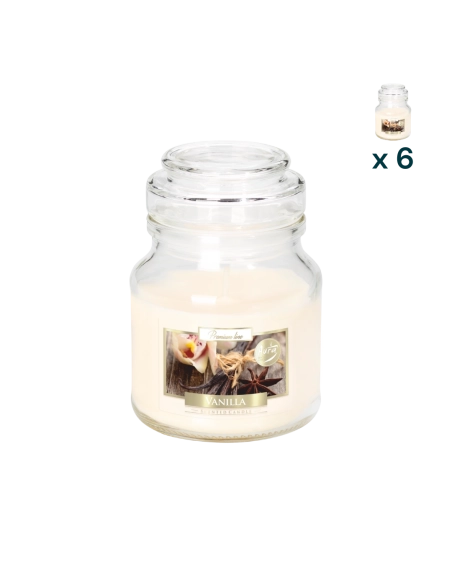 Candela profumata con coperchio alla vaniglia - CONF. RISPARMIO 6 PEZZI