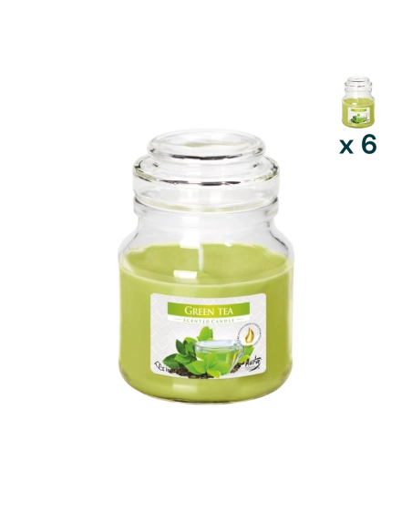 Candela profumata con coperchio al tè verde - CONF. RISPARMIO 6 PEZZI