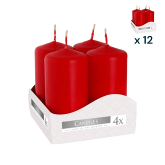 Candele inodore 4 x 8 cm rosso - PACCO RISPARMIO 12 CONFEZIONI (4 pezzi a confezione)