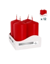 Candele inodore 4 x 8 cm rosso - PACCO RISPARMIO 12 CONFEZIONI (4 pezzi a confezione)