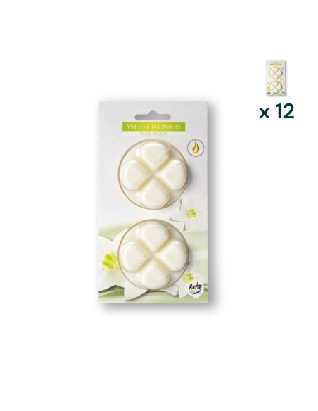 Cera profumata fiori bianchi- PACCO RISPARMIO 12 CONFEZIONI (2 pezzi a confezione)